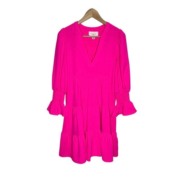 Pomander Place Kenzo Mini Dress NWT XS Pink Tiered Crepe Tuckernuck - Picture 6 of 16